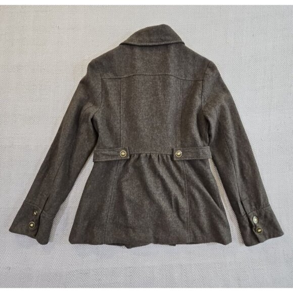 Anthropologie Tabitha Military Blazer Women 6 Green Wool Blend Ruffle NB095 EUC - Picture 9 of 14